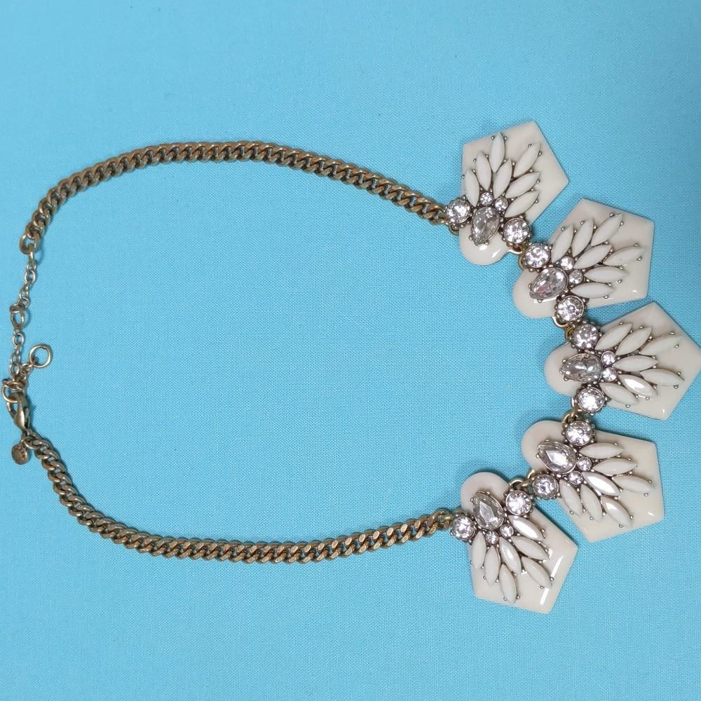 J. Crew rhinestone and stone statement necklace.